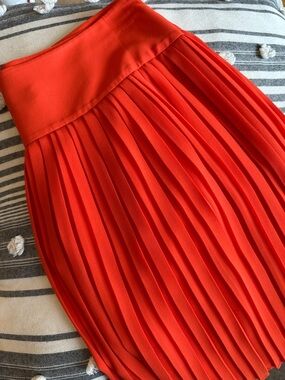 LOFT Bright Orange Pleated Skater Skirt